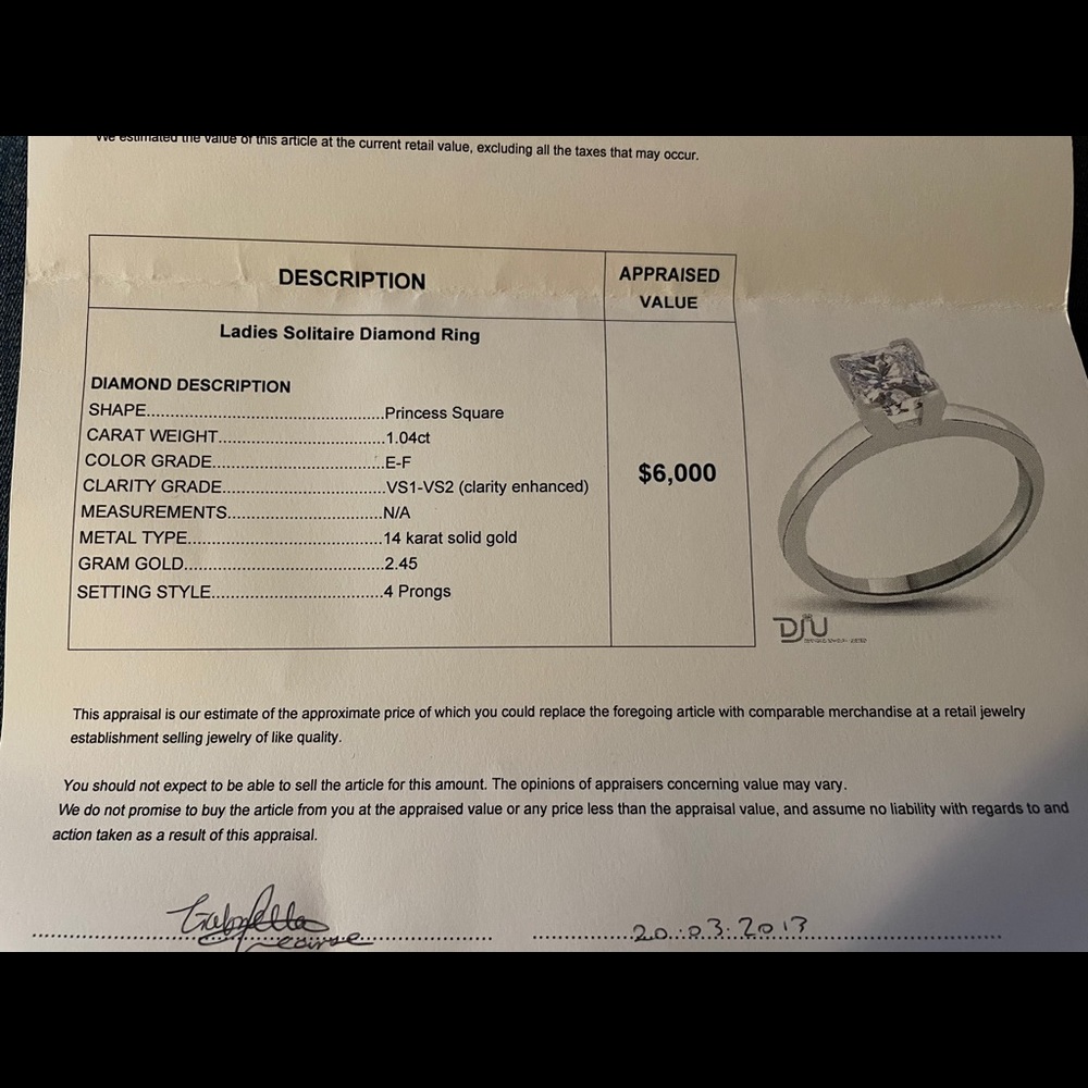 Princess Cut Solitaire Diamond Ring *Clarity Enha… - image 5